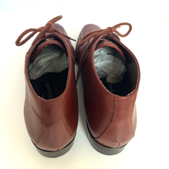 Vintage 90's Cognac Brown Woven Leather Ankle Boots Booties Pappagallo Size 8.5 - Picture 14 of 15